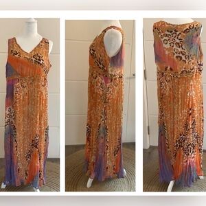 **Together ** Multicolour lined Abstract Animal Print Sleeveless Maxi Dress